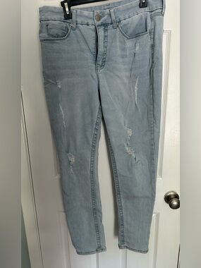 Seven7 Light Blue Distressed Skinny Jeans